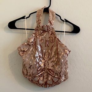 Banjul Gold Sequin Two-Piece Skirt Set
